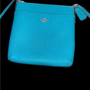 COACH Womens Embossed Textured Leather North/South Swingpack blue